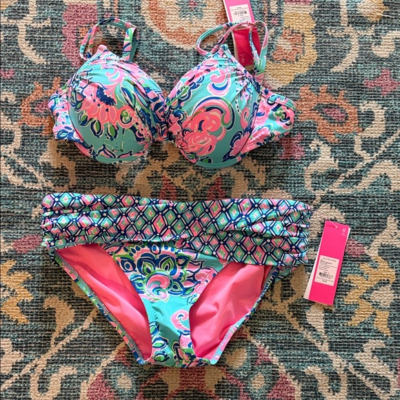 Lilly Pulitzer Other - Lilly Pulitzer Two-Piece Floral Swim Set - Teal & Pink